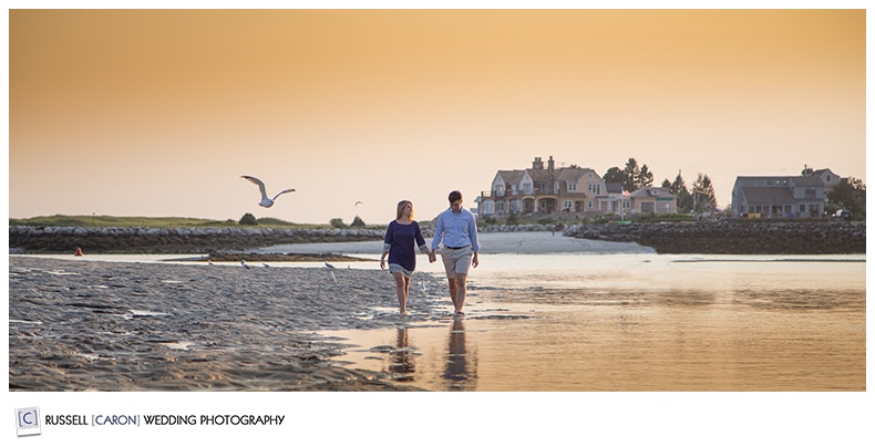 Scarborough Maine wedding photographers sunset engagement session