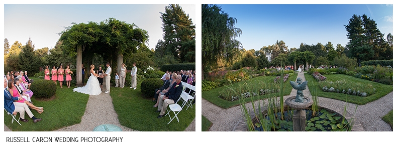Wedding ceremony at the gardens at Glen Magna Farms, Danvers, MA