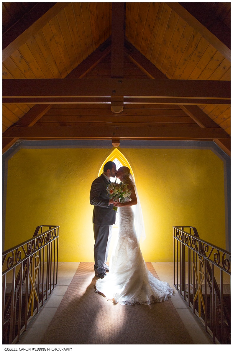 Bride and groom at St. Joe's, Biddeford, Maine