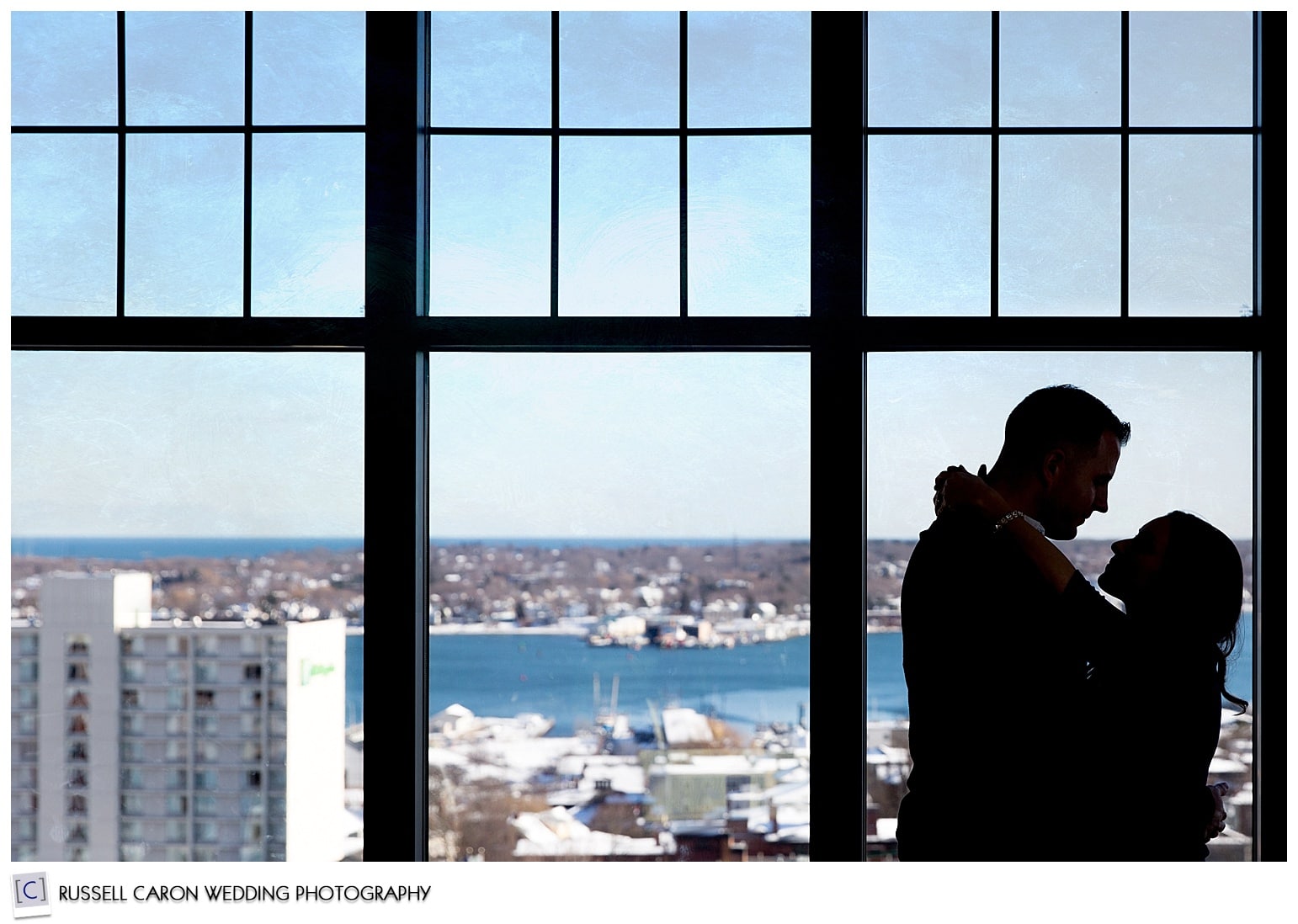 Engagement photos, Top of the East, Westin Harbourview, Portland, Maine