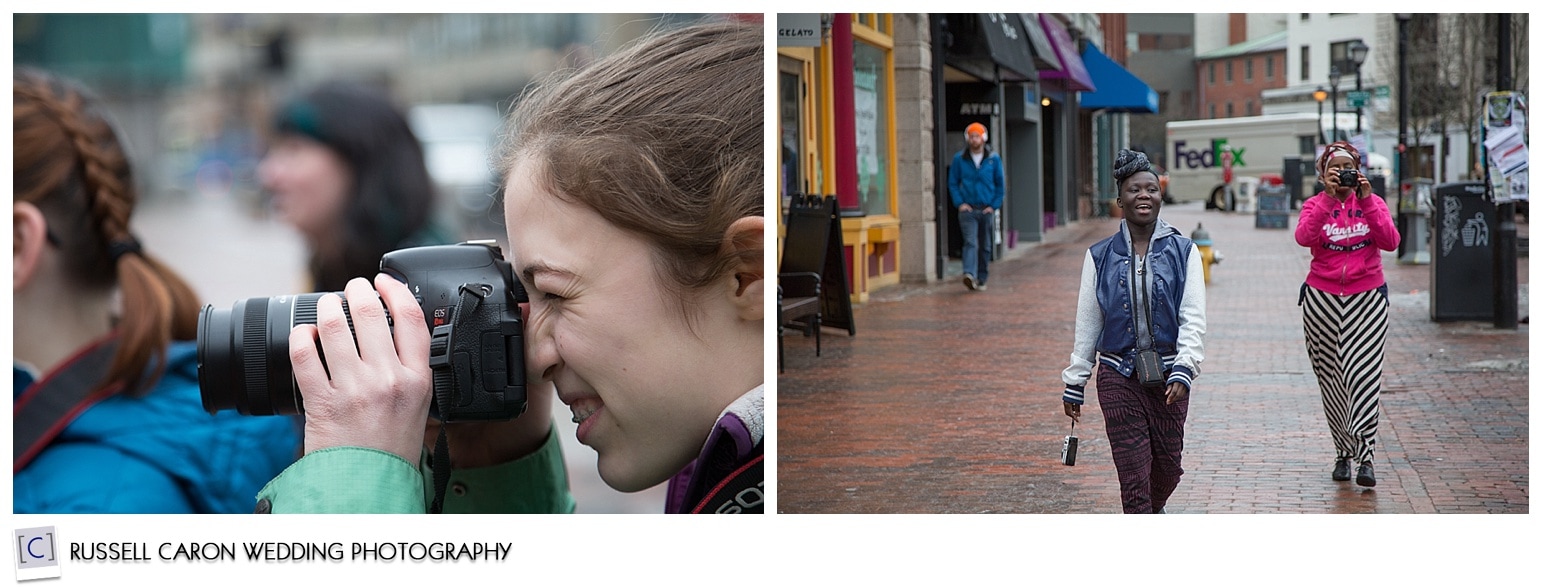 Casco Bay High School students with cameras