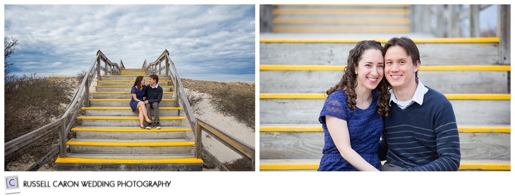 On the stairs at Crane's Beach