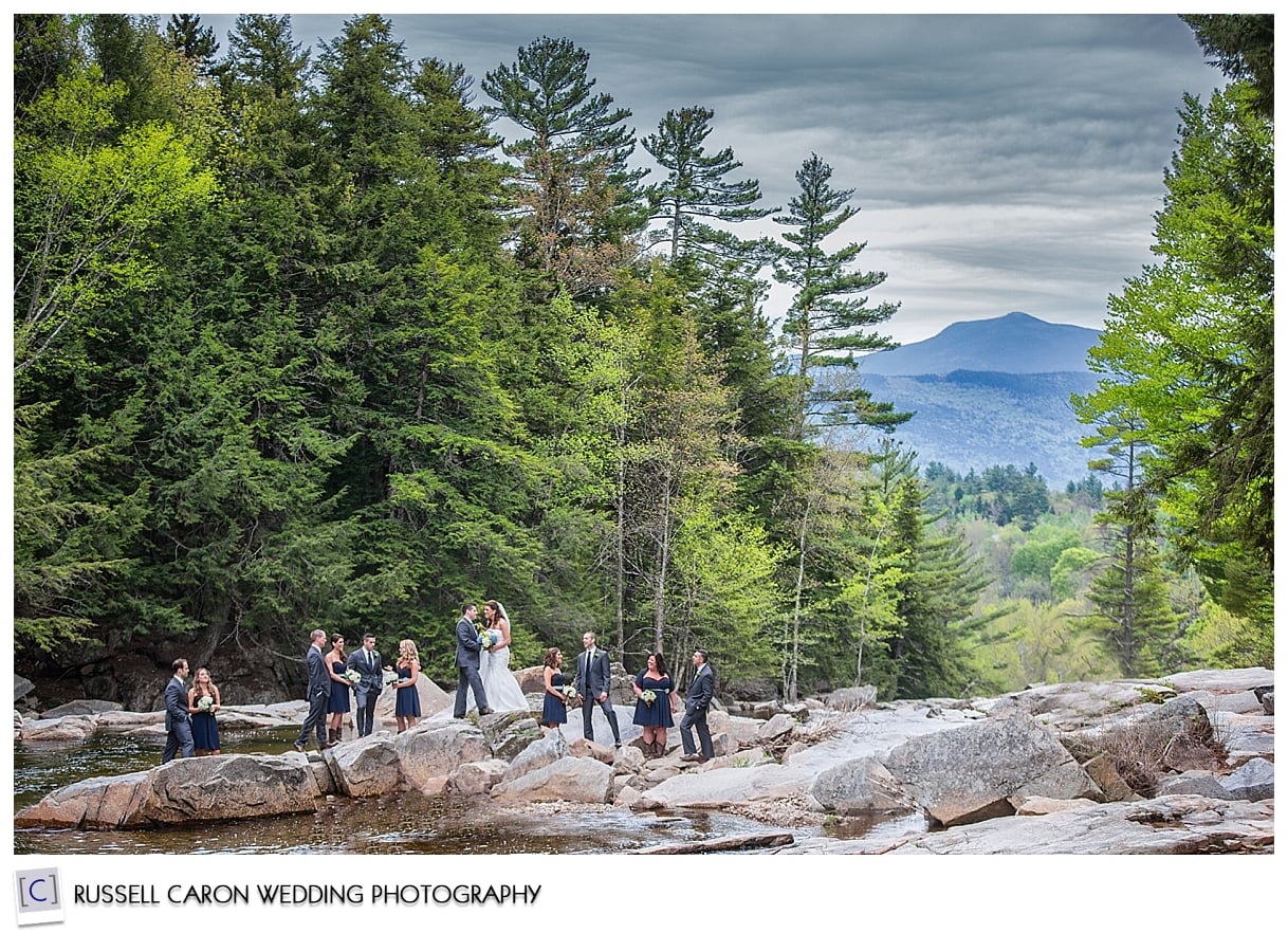 Bridal party photo at Jackson Falls, NH