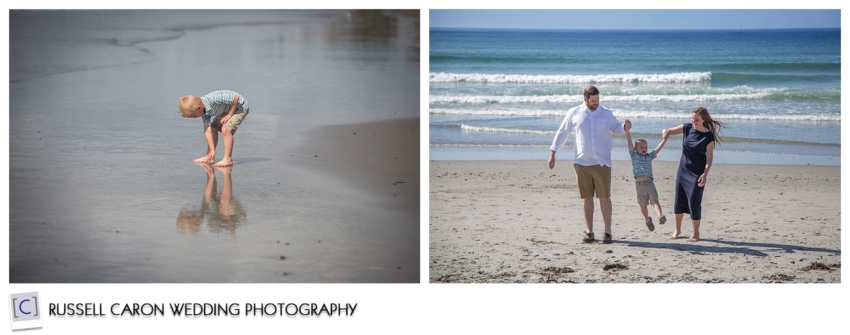 Family during engagement photos on Gooch's Beach