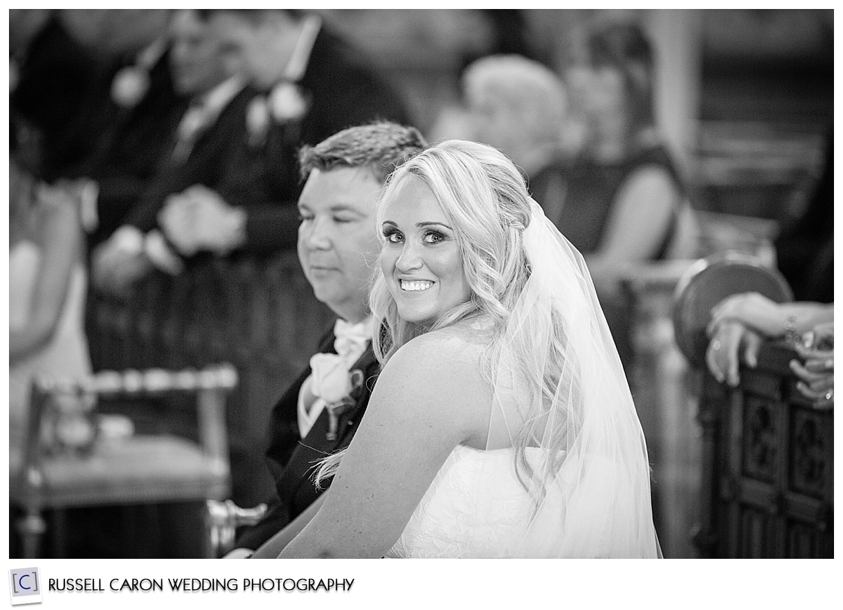 Bride during wedding ceremony