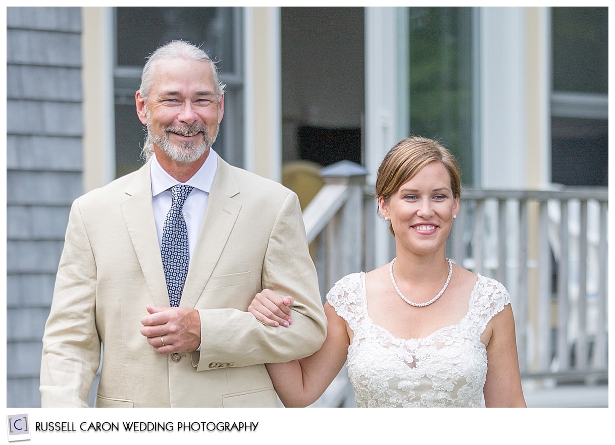 Emma and her dad at the Inn at Sunrise Point, Lincolnville wedding