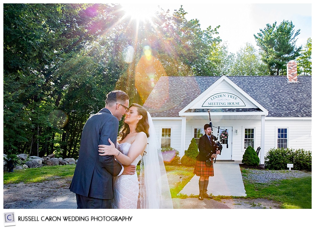 Bride and groom at coastal Maine wedding