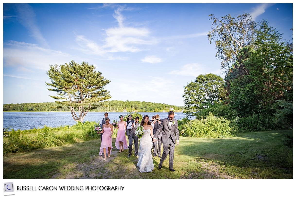 wedding party walking