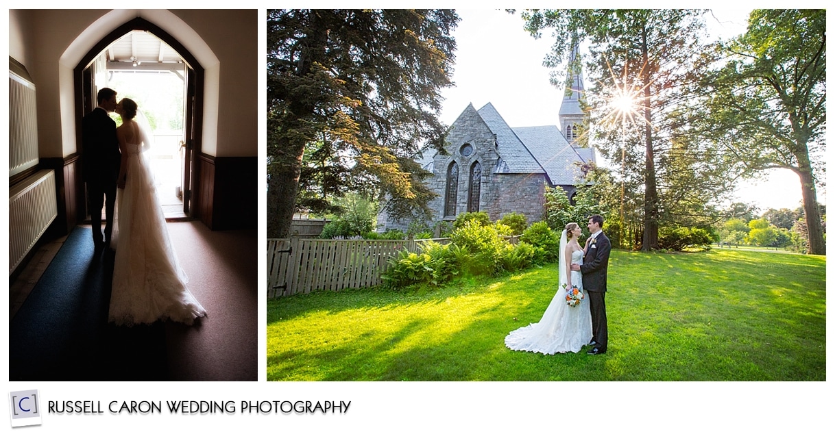 Bride and groom at church