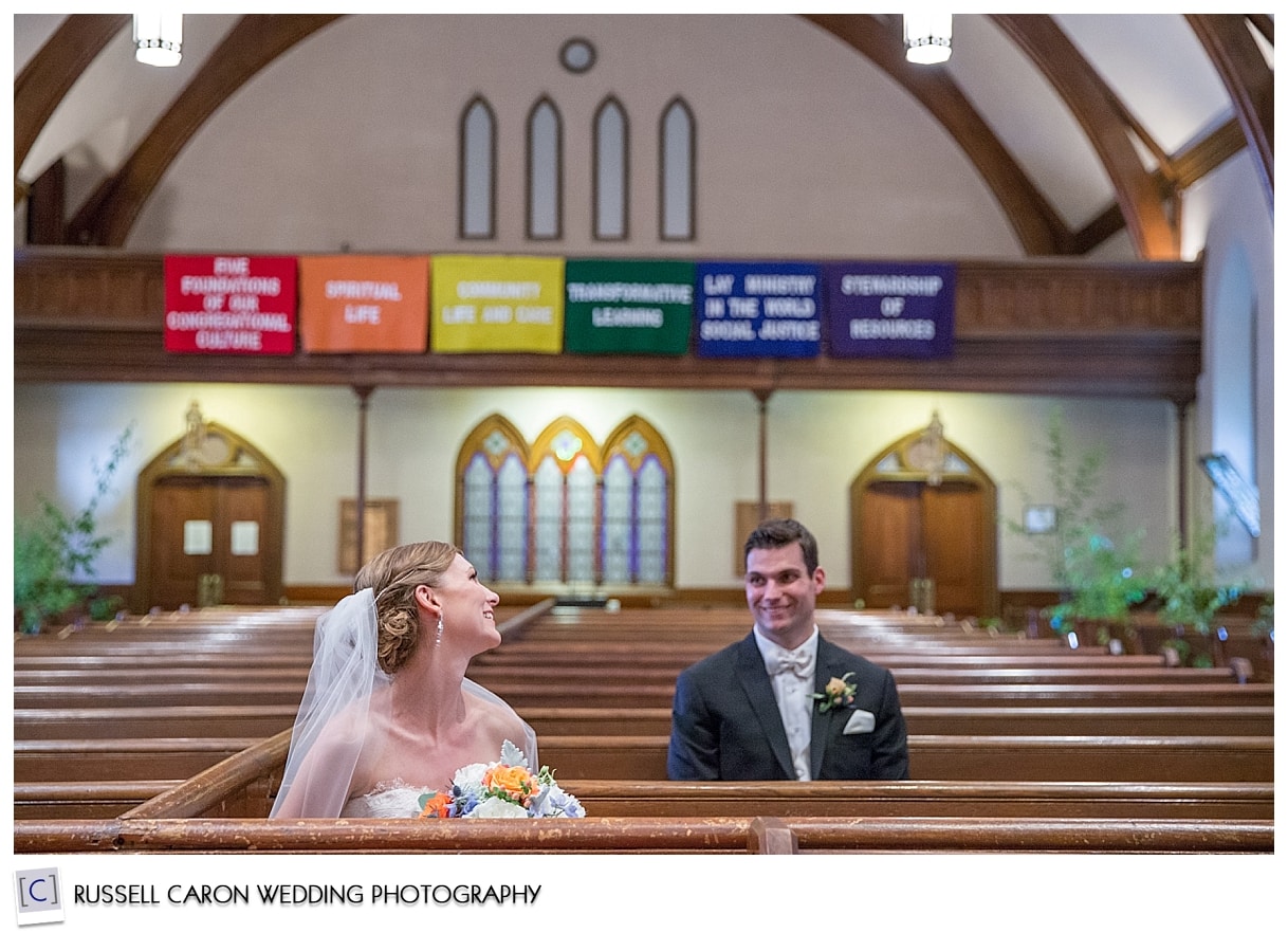 Bride and groom in church