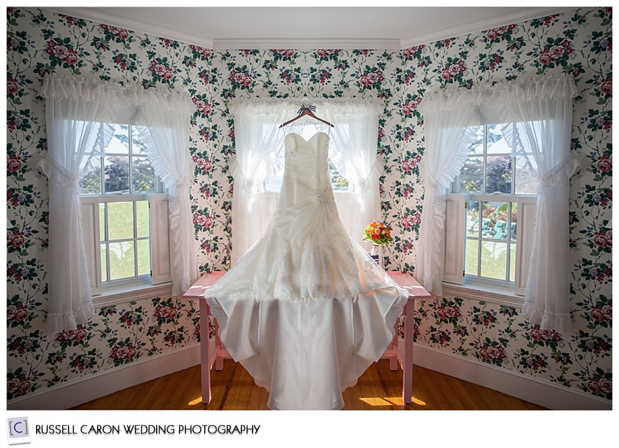 Wedding dress at Colony Hotel, Kennebunkport