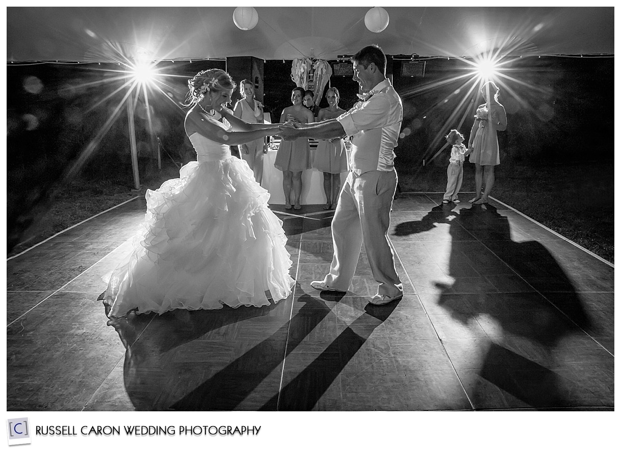 Bride and groom dancing