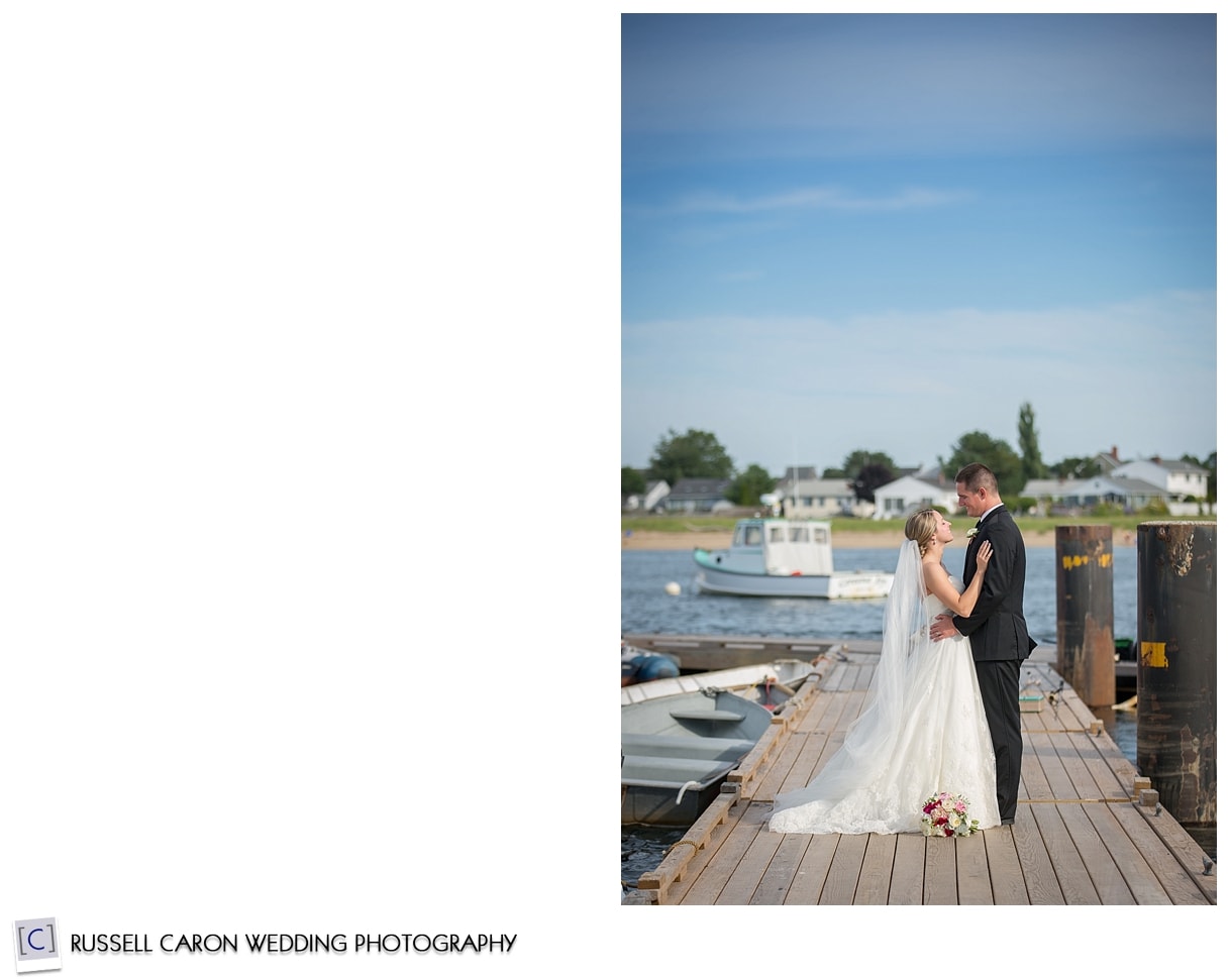 Bride and groom on the dock