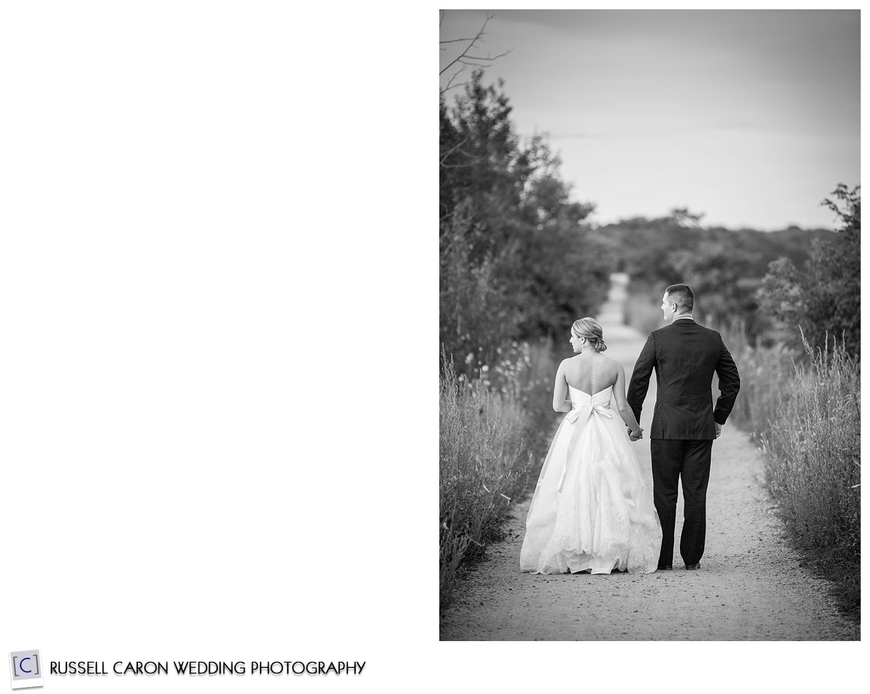 Bride and groom walking