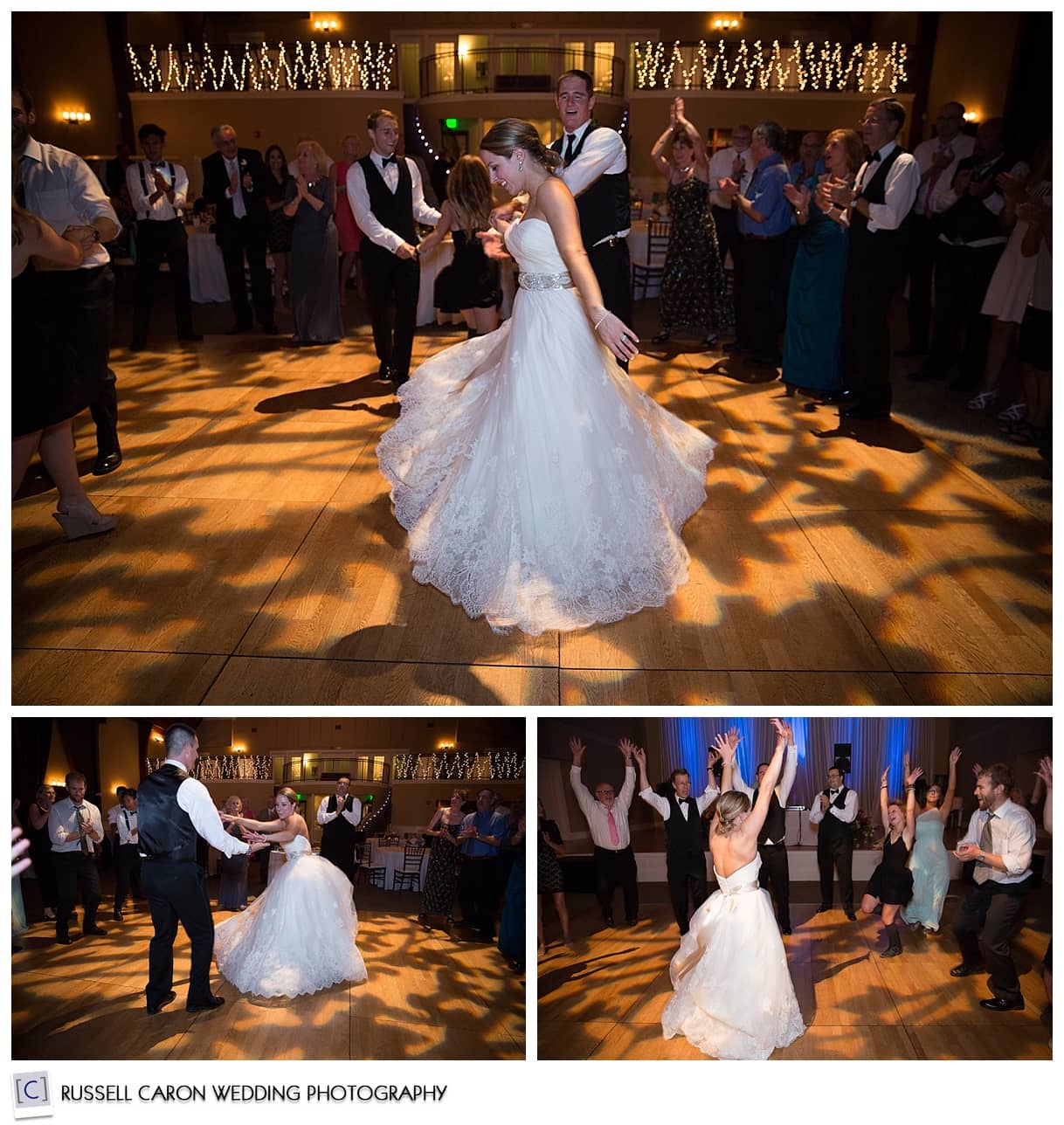 Bride and groom dancing