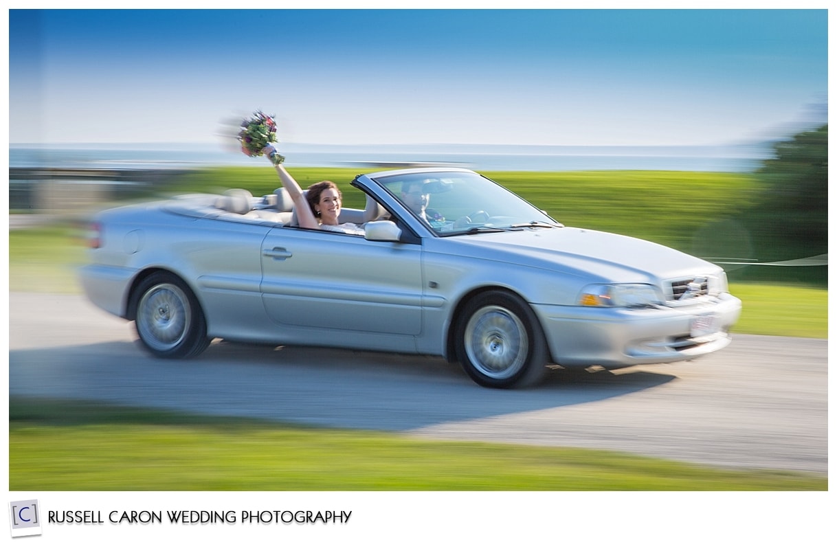 Bride and groom leaving church