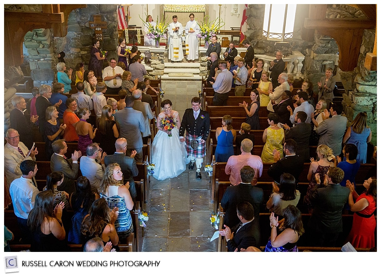 Bride and groom recessing