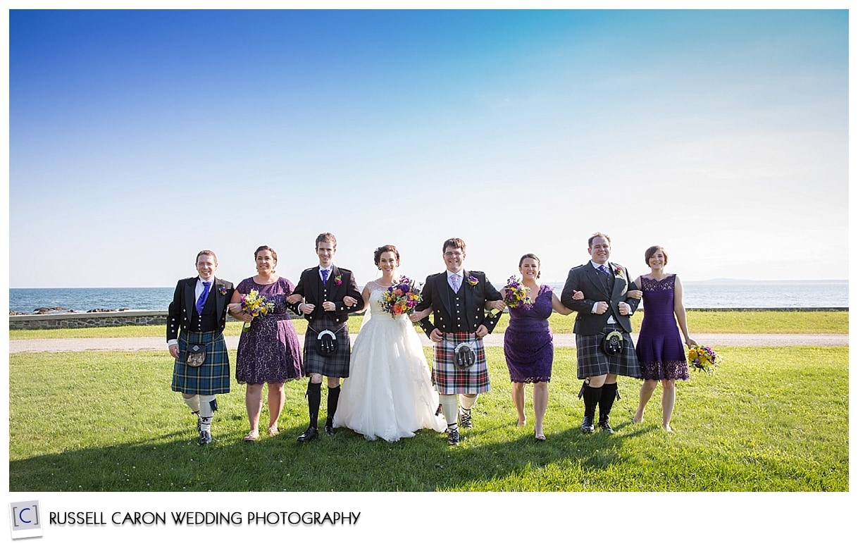 Bridal party photo, men in kilts