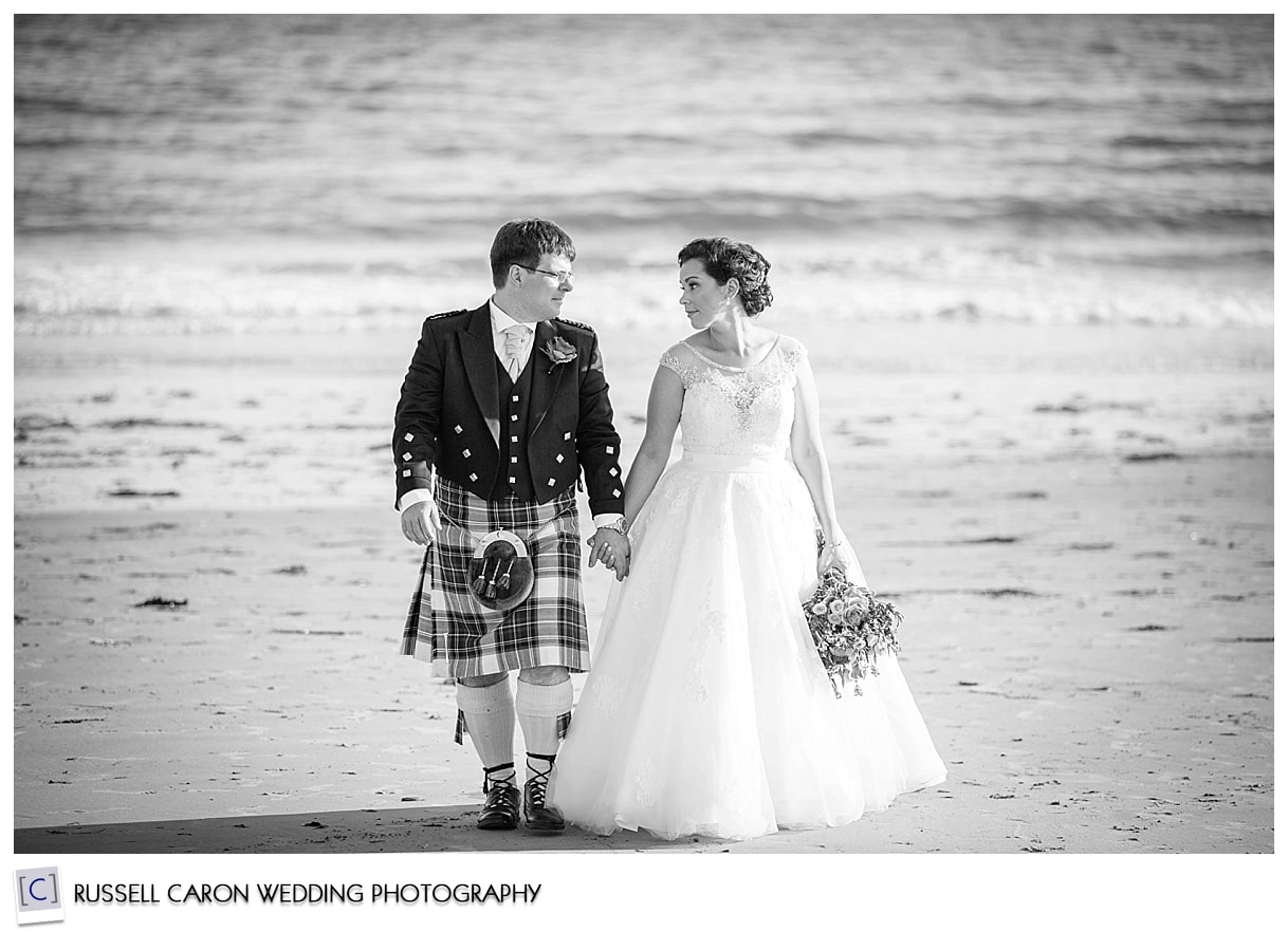 Bride and groom at Colony Beach Kennebunkport Maine