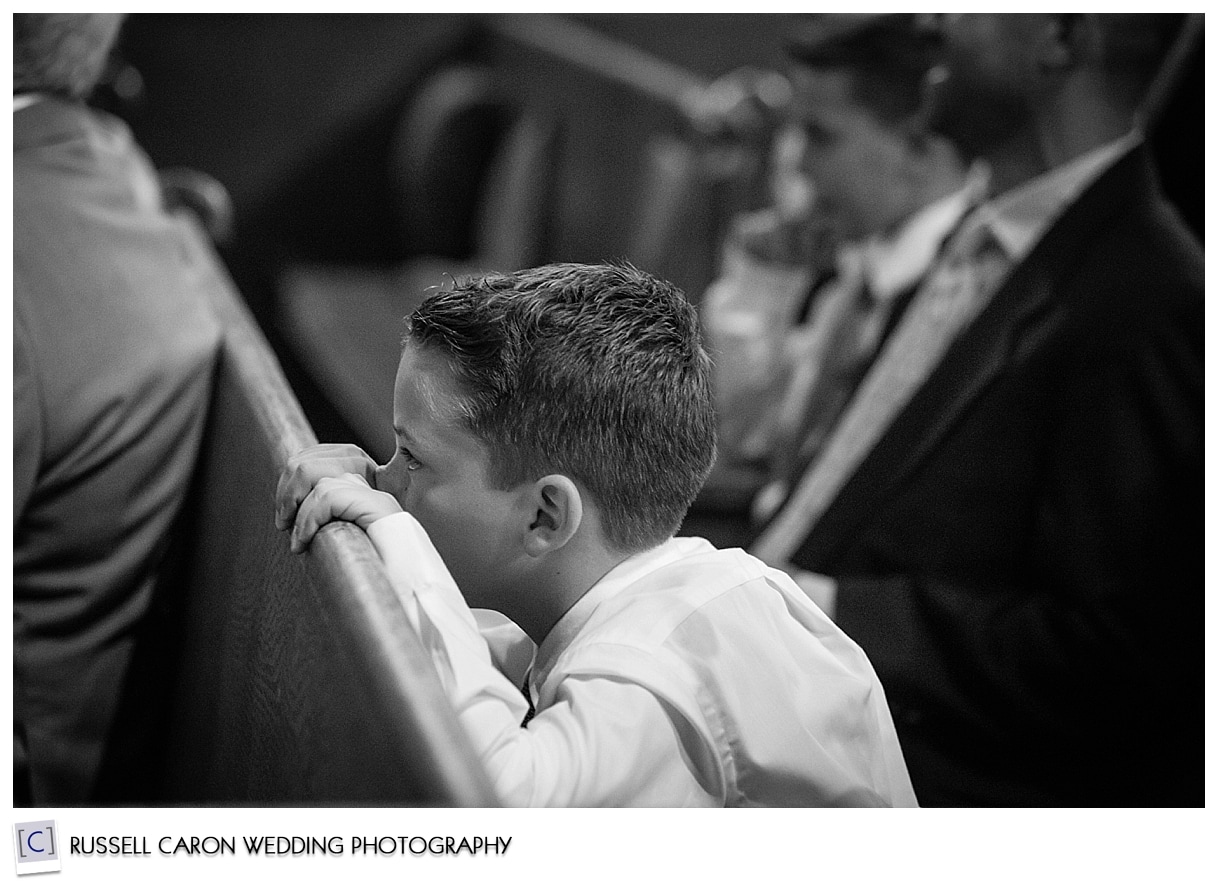 Ring bearer during wedding ceremony