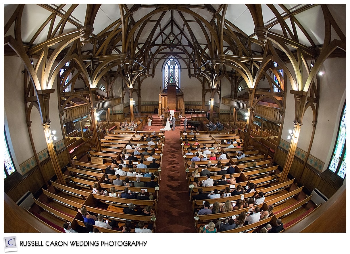 Wedding ceremony at First Parish Church Brunswick Maine