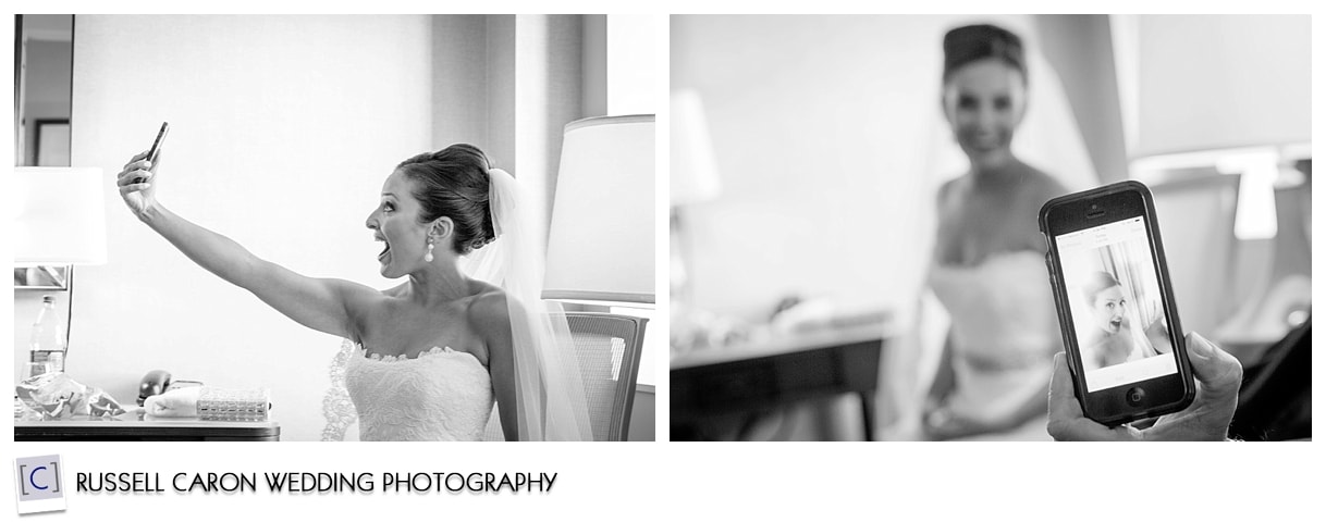 Bride taking selfie