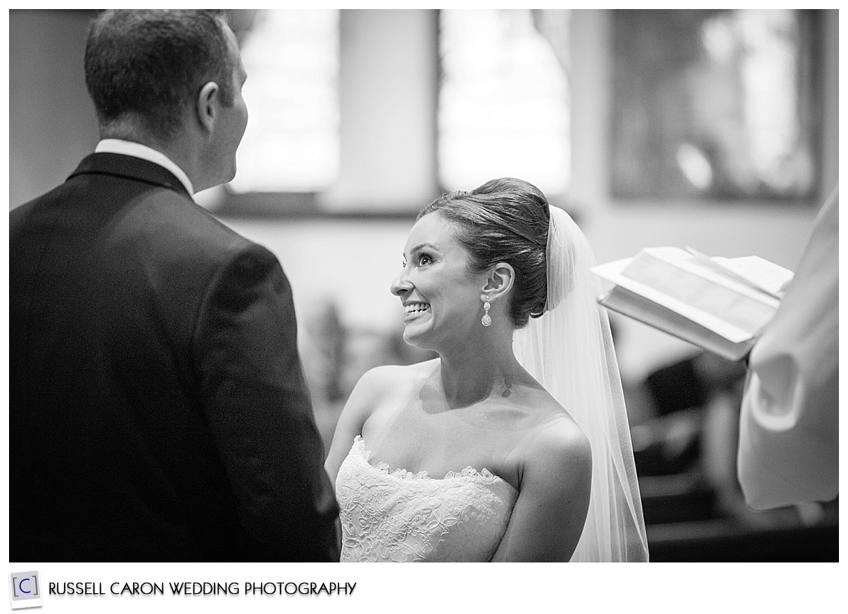 Bride looking at groom