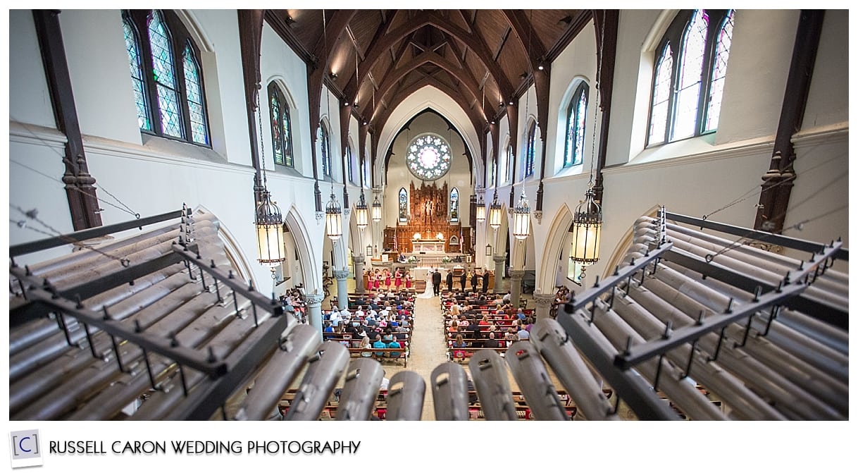 View of the congregation during wedding ceremony