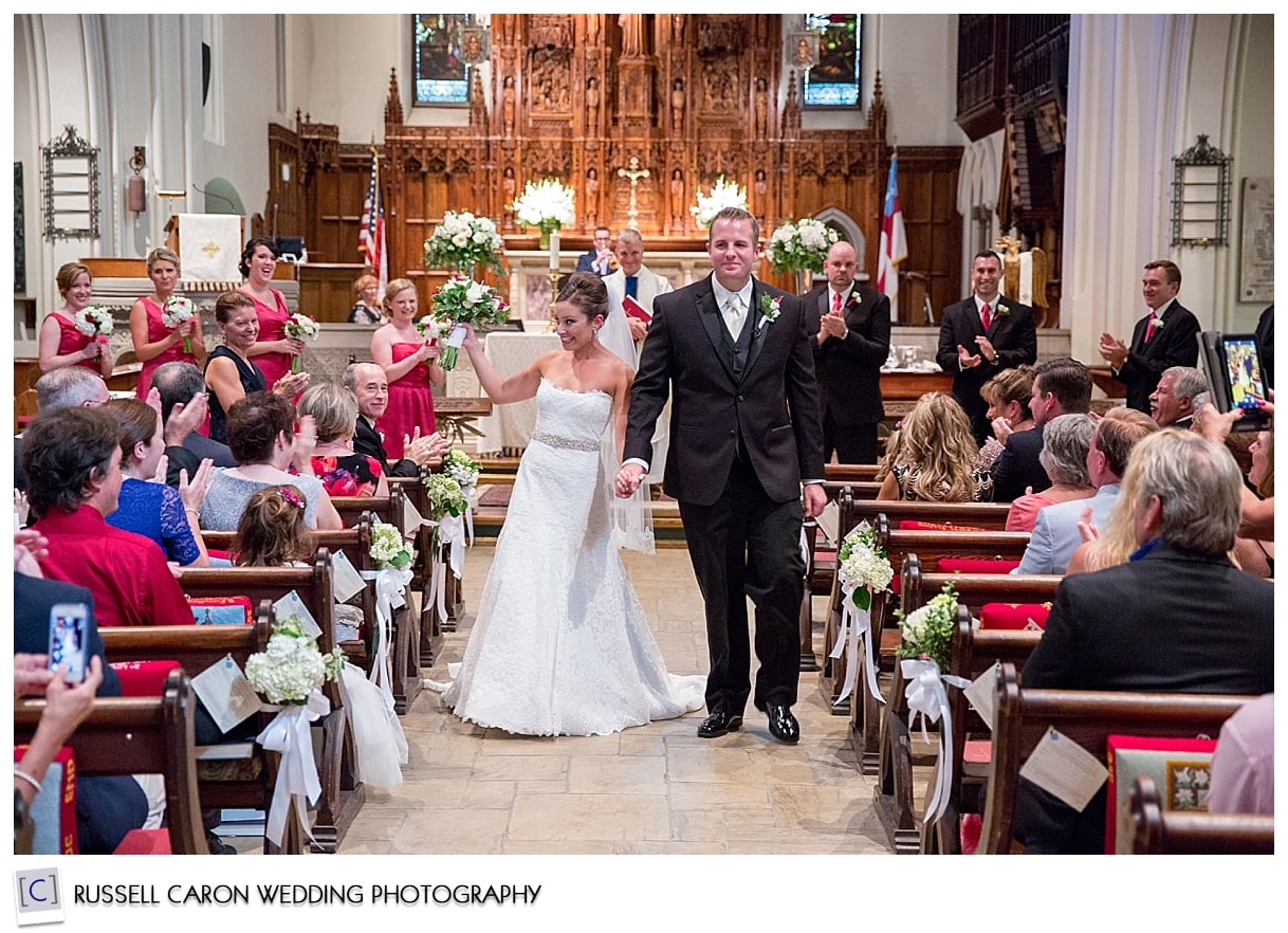 Bride and groom during recessional