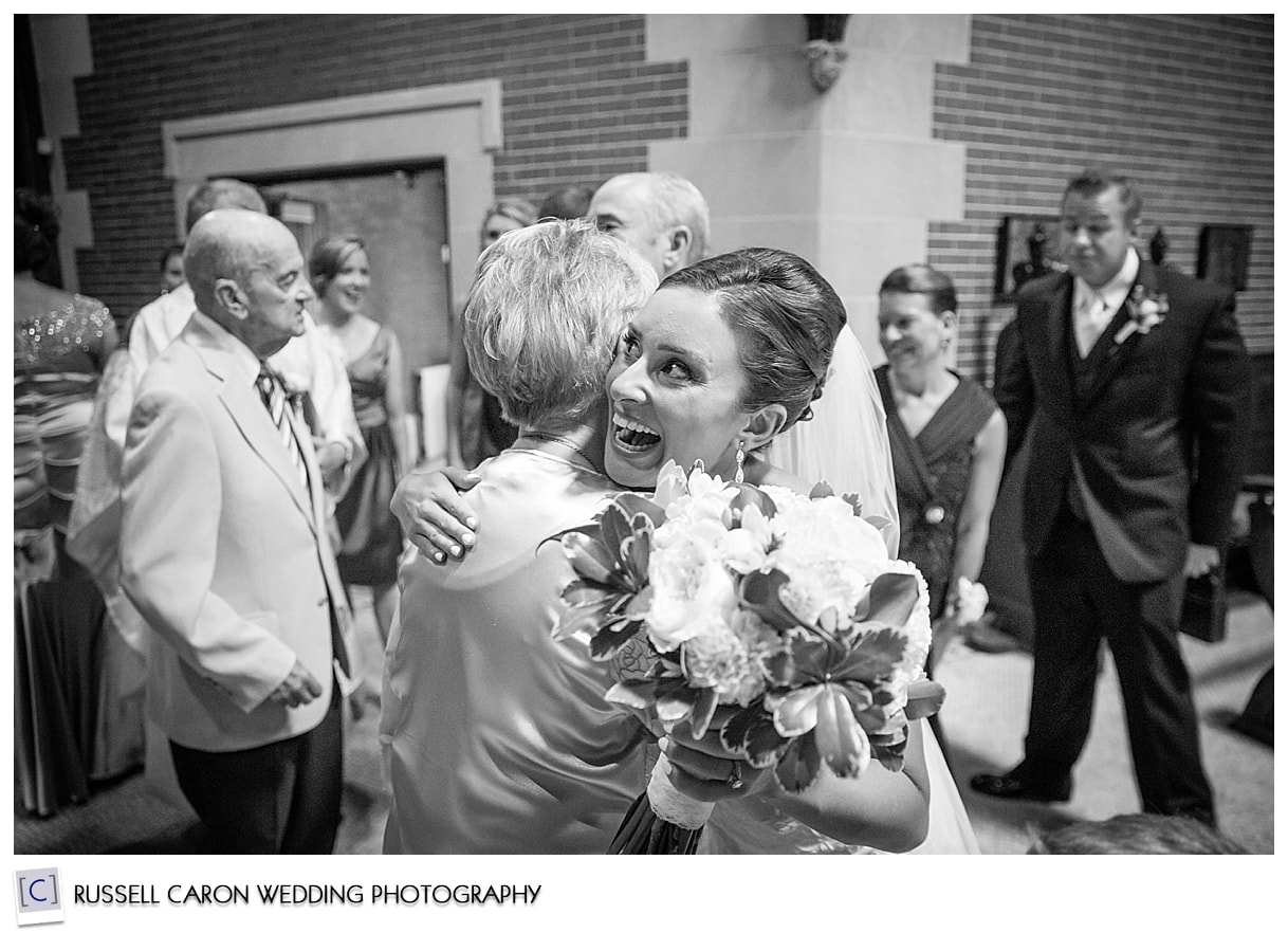 Bride hugging grandmother