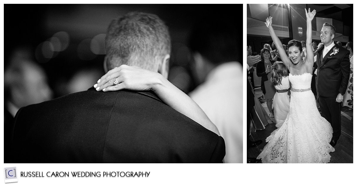 Bride and groom dancing during wedding reception