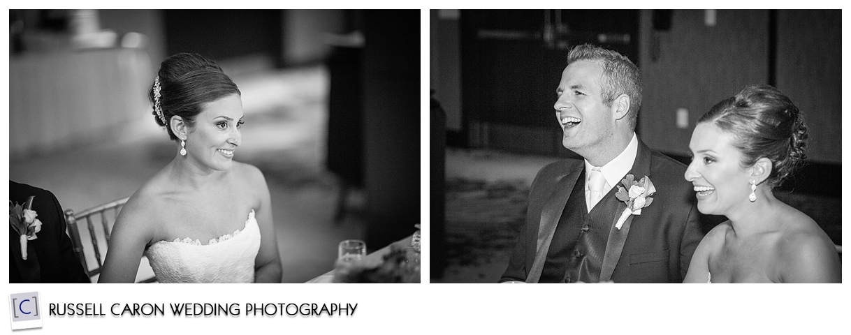 Bride and groom during speeches