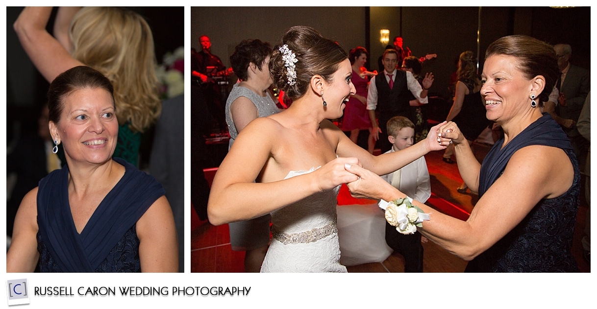 Bride and mother dancing