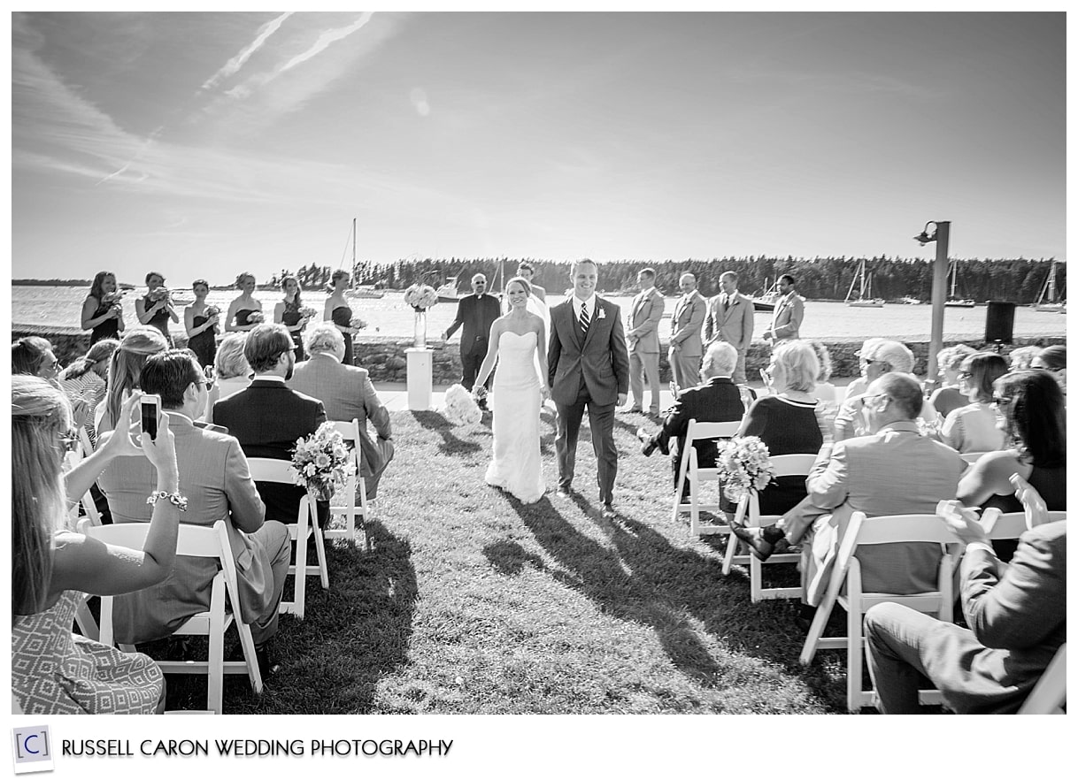 Bride and groom during wedding recessional