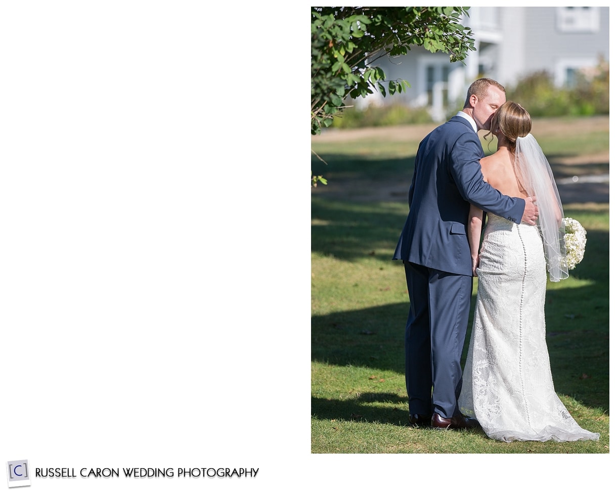 Bride and groom kissing