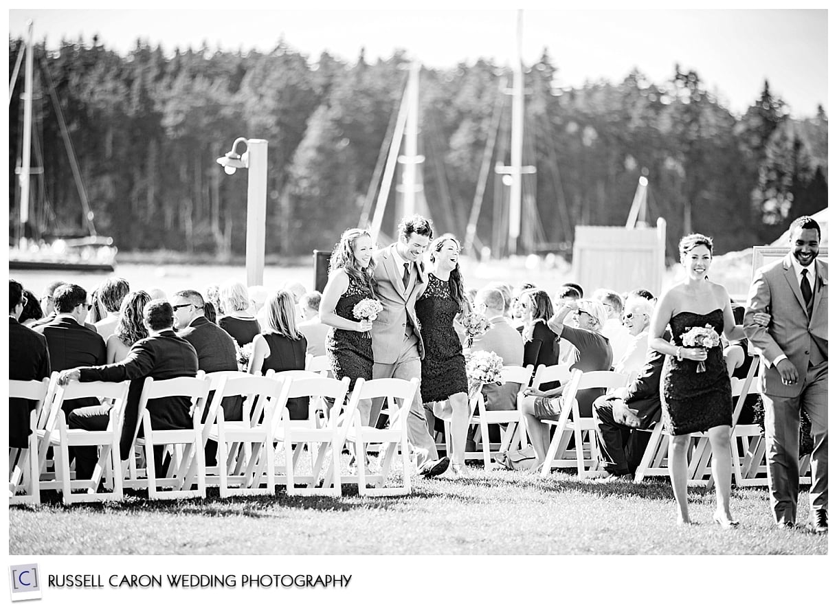 Bridal party during wedding recessional