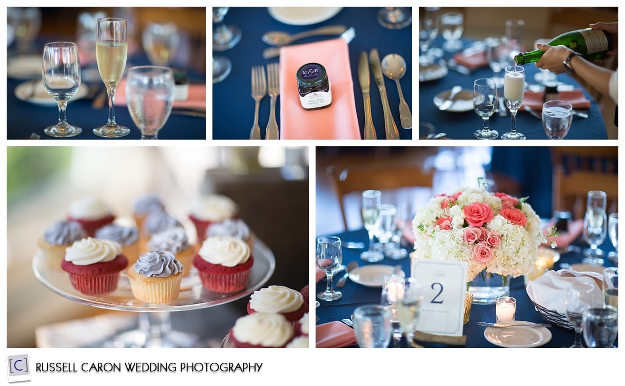 Coral and navy wedding detail photos