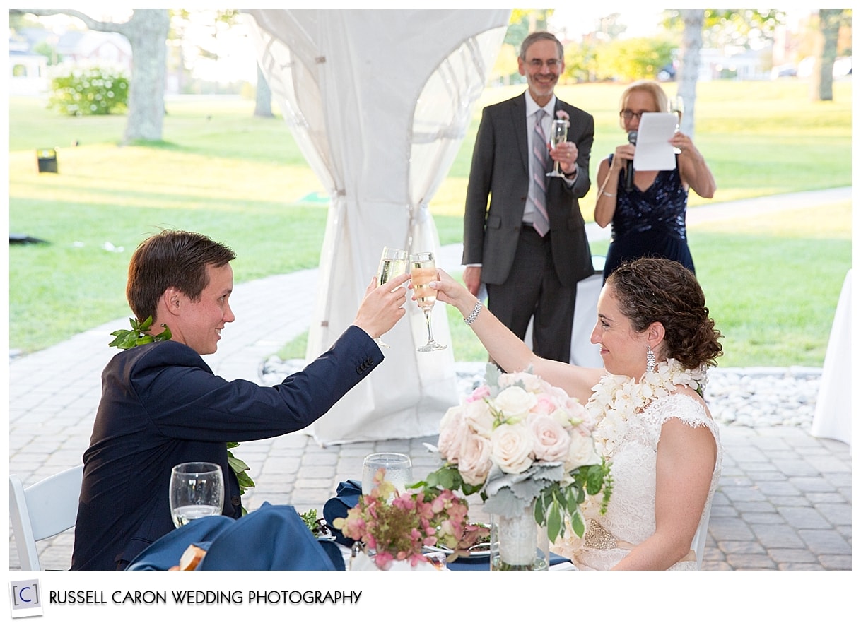 Bride and groom during toast