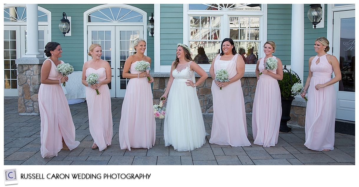 Bride and bridesmaids in York Beach Maine