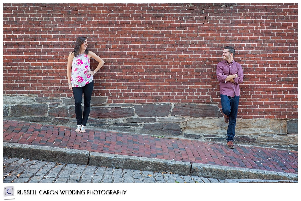Engagement photos in the Old Port, Portland, Maine