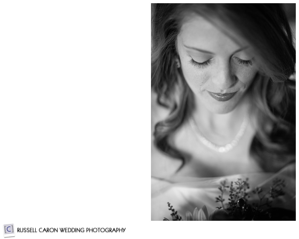 Black and white bridal portrait of Mallory