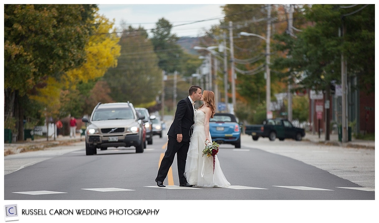 Mallory and Jared in the middle of Main St, Norway, Maine