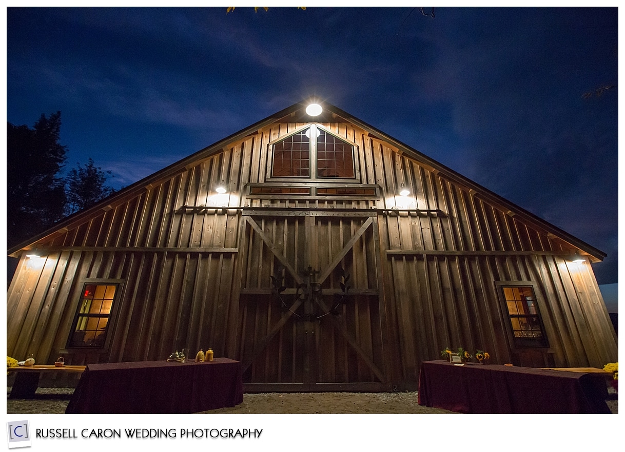 Granite Ridge Estate Barn at twilight