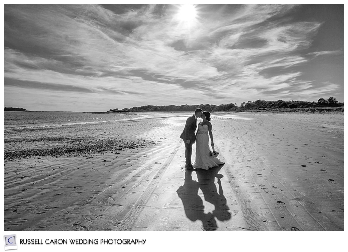 Bride and groom kissing on beach, 2015 best wedding images