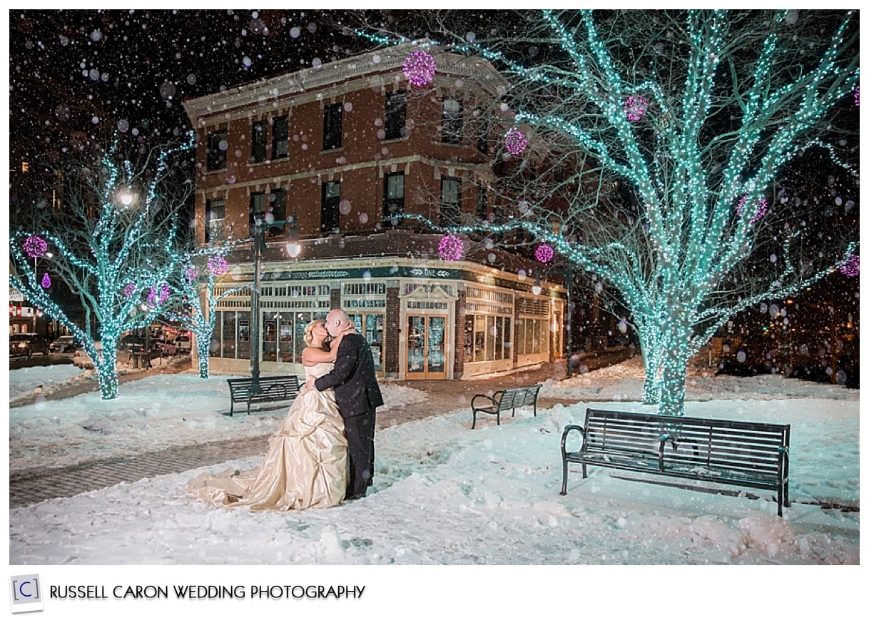 Portland Maine snowy wedding images