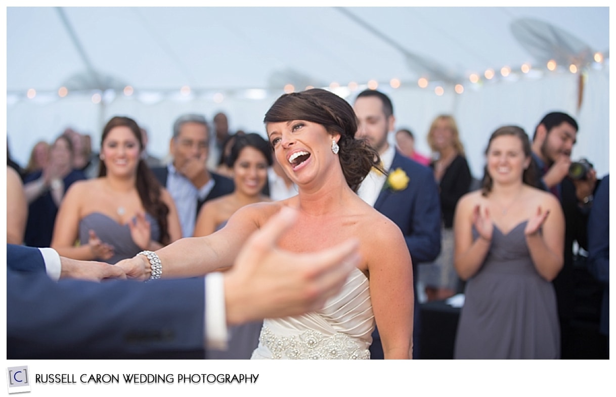 Bride and groom during first dance in Cape Elizabeth Maine