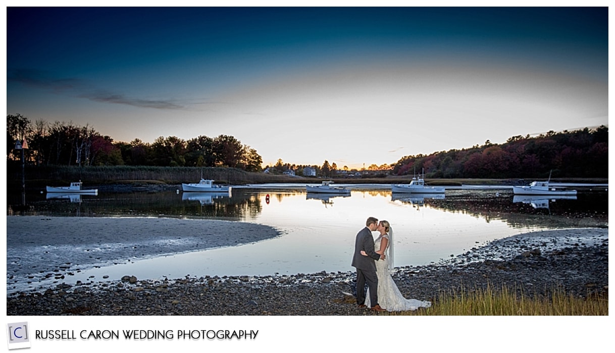 Bride and groom kissing at Nonantum Resort