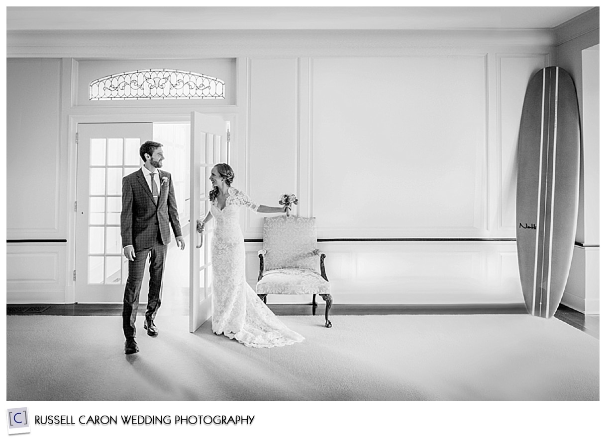 Bride showing groom surf board, #9, 50 best wedding images of 2015