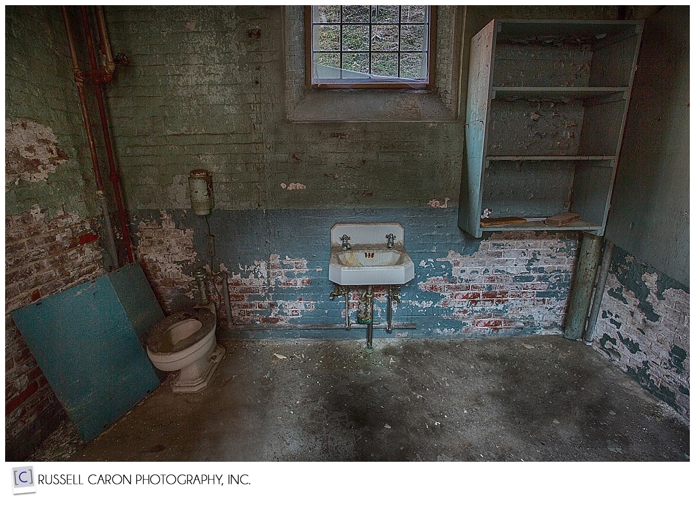 abandoned bathroom in old mill