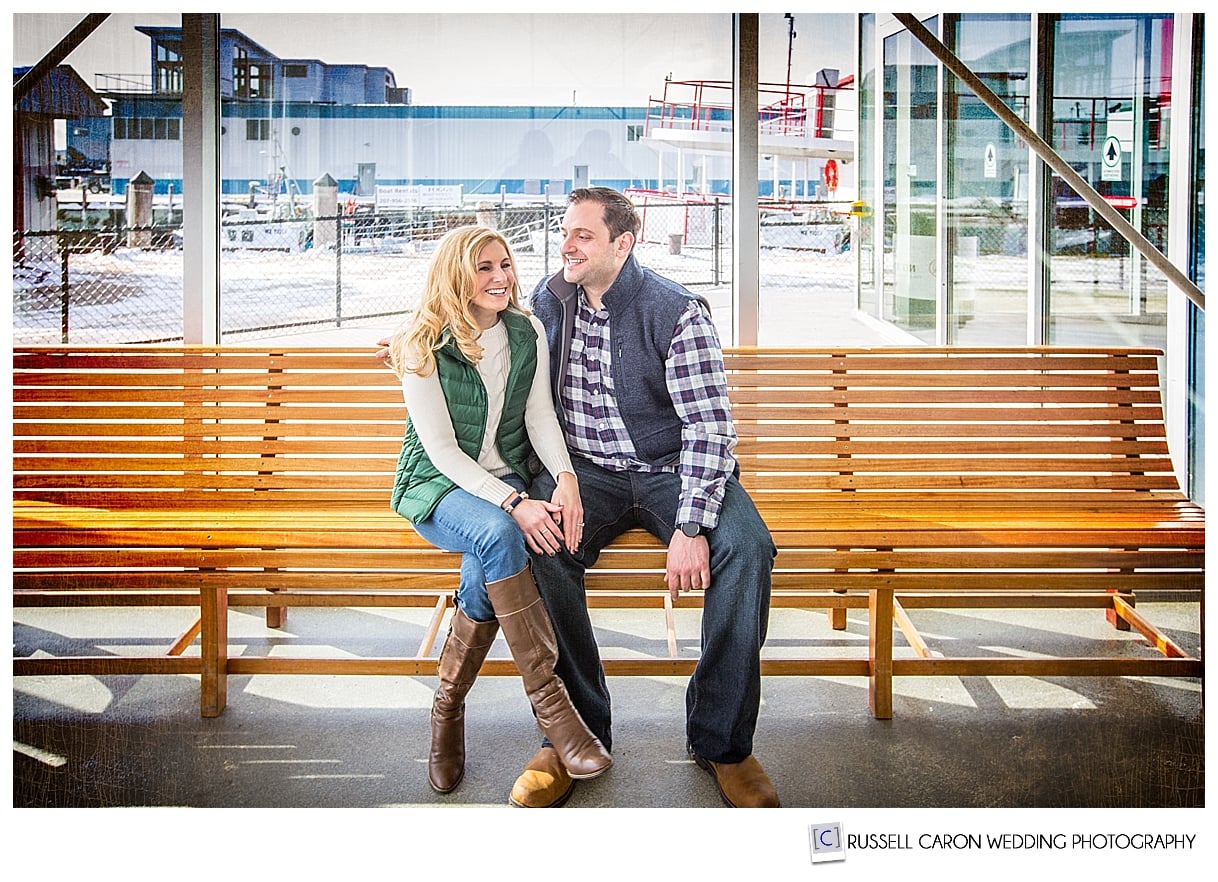 Couple at Casco Bay Lines, Portland Maine engagement session